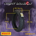 thumbnail image 2 of Pirelli Night Dragon Tire Set: 130/80B17 M/C 65H TL Front & 180/60B17 M/C 81H REINFTL Rear Cruiser Motorcycle Tires - Superior Traction & Handling for High-Performance Cruisers with Keychain, 2 of 11