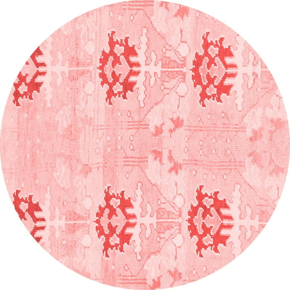 Ahgly Company Machine Washable Indoor Round Oriental Red Modern Area Rugs, 7' Round