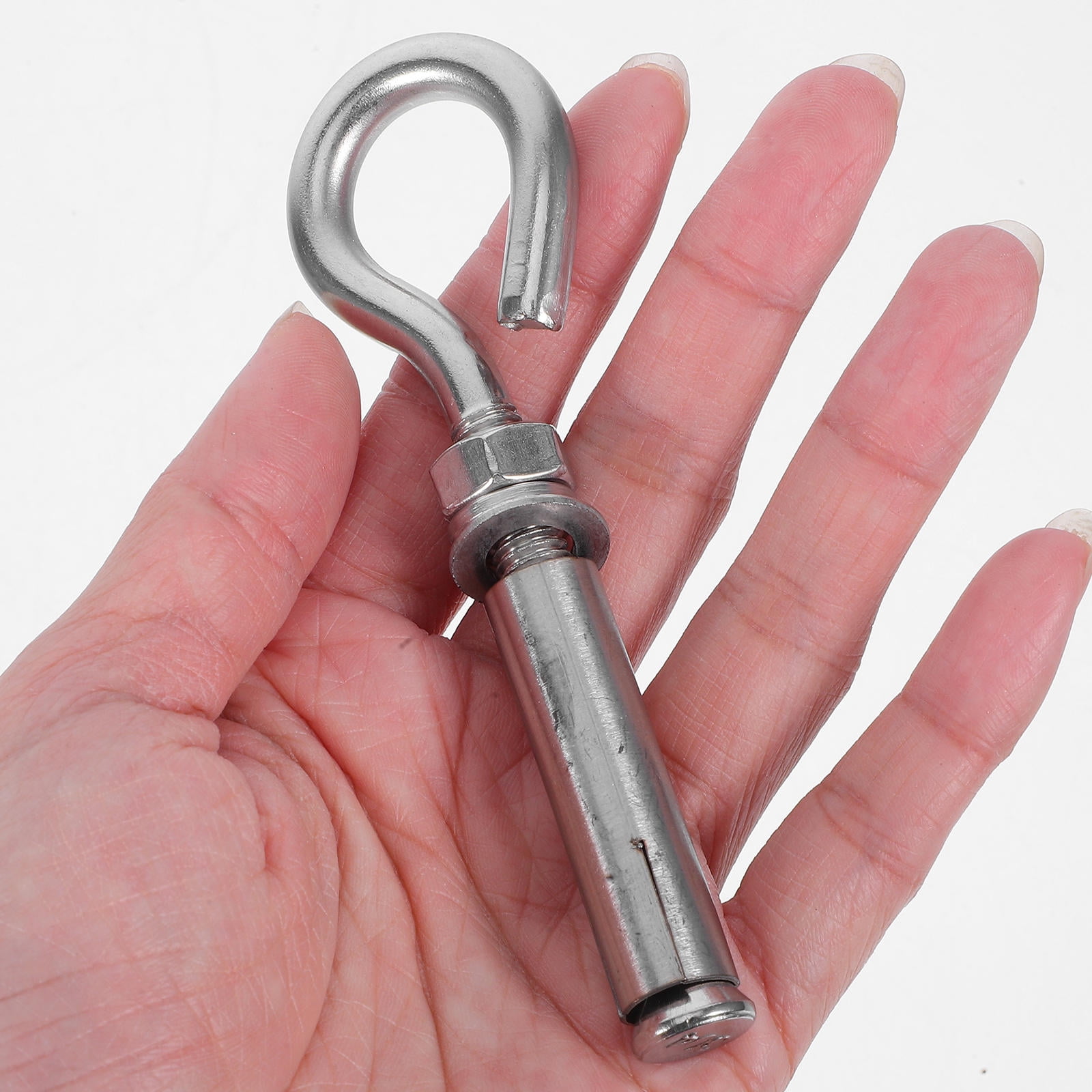 Hemoton Stainless Steel Expansion Hook Eye Bolt for Concrete Wall Anchors Silver 10pcs