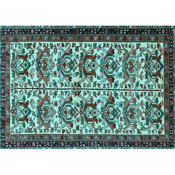 Ahgly Company Indoor Rectangle Persian Light Blue Traditional Area Rugs, 2' x 4'