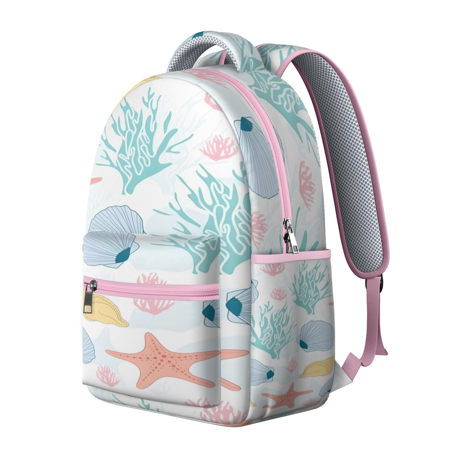 Vintage Nautical Backpack - Waterproof & Durable Bookbag with Anchor & Coral Prints, Ergonomic Spinal Support for Teens & Commuters, Spacious & Stylish