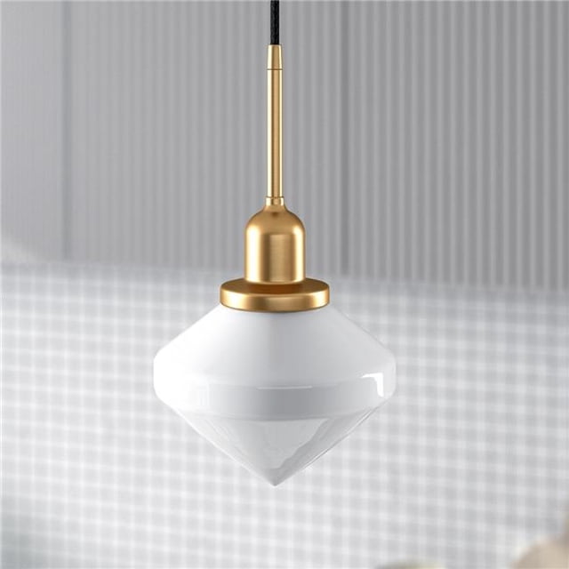 Henn & Hart PD0613 Zariza Brass & White Milk Glass Pendant