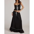 thumbnail image 3 of LMLYSoH Women's 2 Piece Skirt Outfits Sleeveless Ruffle Trim Camisole Long Tie Up Skirt Set, 3 of 9