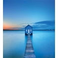 thumbnail image 3 of Landscape Duvet Cover Set, Sunrise over Water Lakehouse Cabin Boardwalk Sun Rays Clouds Horizon Nature, Decorative 3 Piece Bedding Set with 2 Pillow Shams, Calking Size, Blue Orange Grey, by Ambesonne, 3 of 3