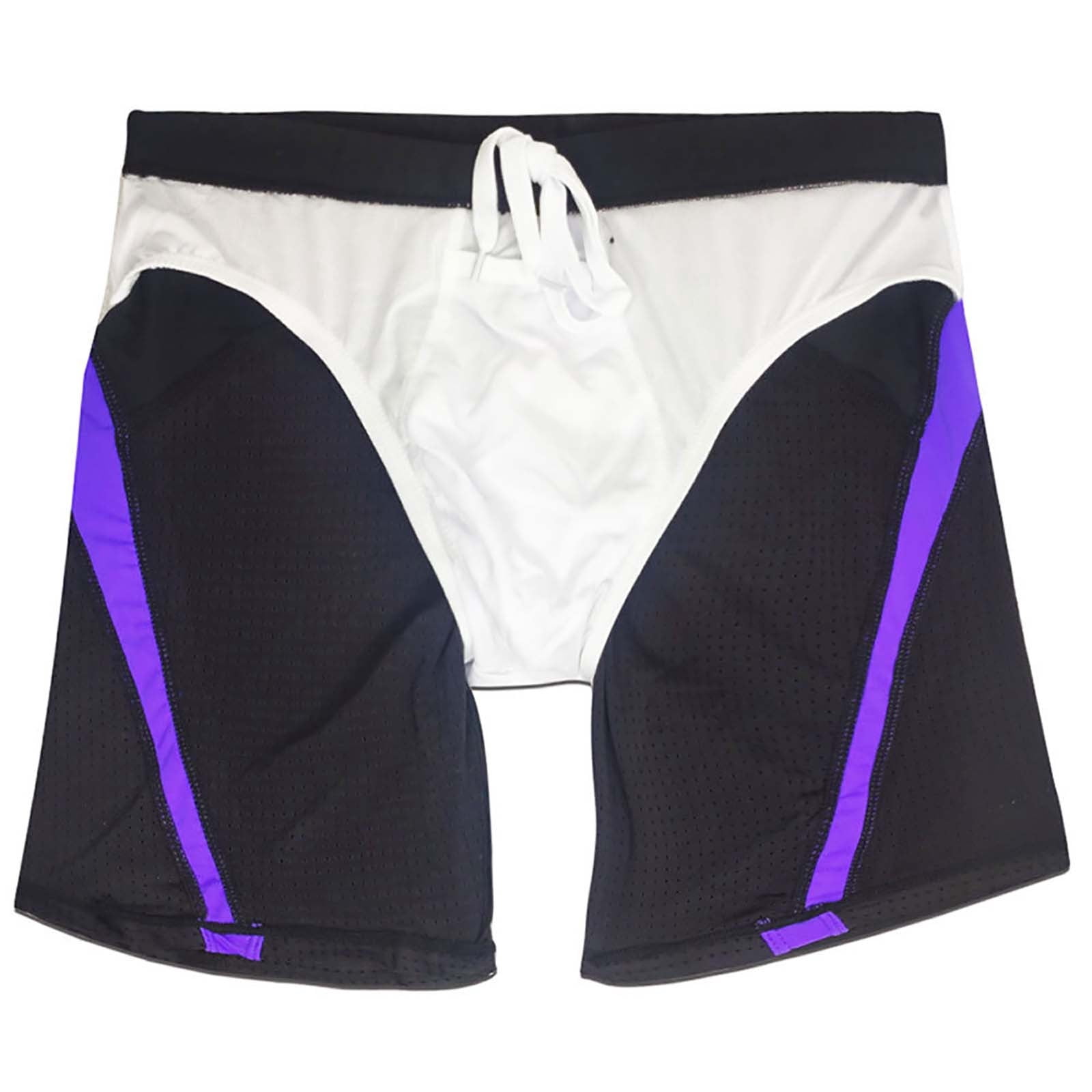 Mens Swim Trunks Quick-Drying Low Waisted Swimming Bottoms Stretchy Slim Color Block Breathable Hollow-Out Athletic Swimwear Bathing Suits Shorts