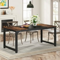 Tribesigns 62.99-Inch Dining Table with Metal Legs and Hardware, Brown
