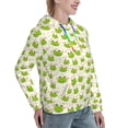 thumbnail image 6 of Fotbe Green Frog Pattern Womens Long Sleeve Hoodie, Pullover Hooded Sweatshirt, Kangaroo Pocket Hoodie with Eye-catching Drawstrings-Small, 6 of 7