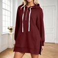 thumbnail image 6 of XUNKUSGA Womens Long Hoodie Fashion Half Zip Split Hem Hoodie Dress for Women Casual Solid Color Long Sleeve Oversized Hooded Sweatshirts Dress with Pocket S, 6 of 9