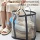 thumbnail image 4 of Cesta de malla plegable de gran capacidad para la colada | Bolsa de pared para guardar ropa sucia y juguetes | Portátil con asas | Poliéster gris | 41 x 40 x 25 cm, 4 of 8