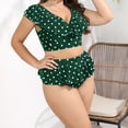 thumbnail image 5 of Nrmvnmi Women's Plus Size Retro Tankini Set Plus Polka Dot Print Ruffle Trim Tank Crop Top & Underwear Tankini Two Piece Set Green-2XL, 5 of 7