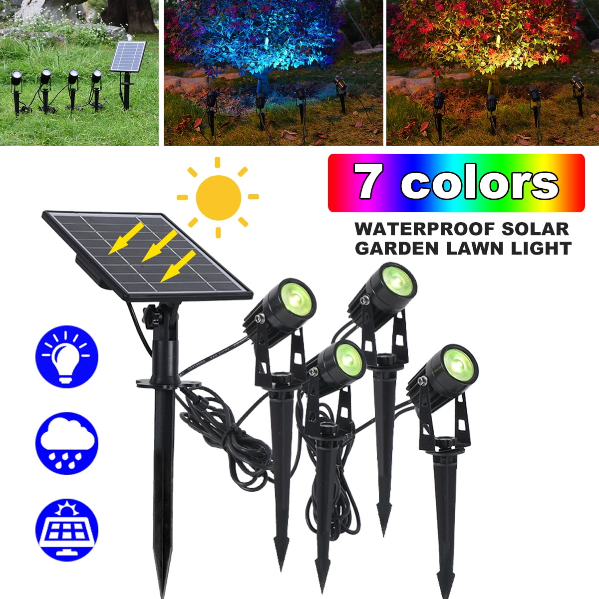 Solar Spotlights, 4in1 Solar Landscape Spot Lights Outdoor Waterproof