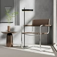 thumbnail image 5 of Saddle Leather Accent Chair Stainless Steel Arm Chair Dining Chair - Brown, 5 of 9