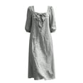 thumbnail image 5 of YuXingFu Wedding Guest Dresses for Women formal Maxi Crew Neck Plus Size Womens Dress Long Sleeve for Beach Long Casual Summer Gray L, 5 of 9