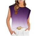 thumbnail image 1 of QUINDOS Débardeurs pour Femmes Été Violet Mode Décontractée Col Rond Sans Manches T-shirt Blouse Camisoles pour Femmes, 1 of 4
