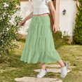 thumbnail image 7 of Lutiedan Girls' Maxi Skirts Tiered Elastic Waist Drawstring Flowy Skirts Ruffle Pleated Casual Summer Long Skirts Size 3-15, 7 of 7
