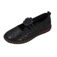 thumbnail image 2 of Miluxas Women's Shiny Sequin Rhinestone Floral Flat Shoes, Elastic Band Slip On Moccasins, Bling Flats for Party, Wedding and Daily Casual Dress Outfits Black 7(39), 2 of 8