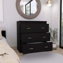 Newboti Furniture Dresser 33"H, Three Drawer, Superior Top, Metal Handles, Black 44301