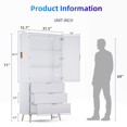 thumbnail image 5 of Syemin 71" Tall Storage Cabinet, Pantry Cabinet with 3 Drawers 2 Doors, Cupboard with Adjustable Shelves & Fluted Panel Design, White Storage Cabinet Pantry Organizers for Living Room, 5 of 5