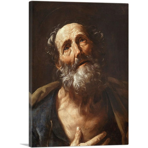 ARTCANVAS St. Peter Penitent 1600 Canvas Art Print by Guido Reni - Size: 26" x 18" (0.75" Deep)