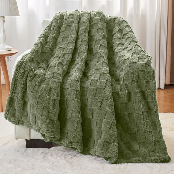 Nkmbld Fleece Throw Blanket for Couch, Soft Plush Thickened Bubble Blankets for Living Room Bed Sofa Couch Chair, Machines Washable, All-Season Use