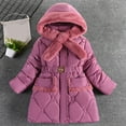 thumbnail image 2 of Posijego Abrigo con Forro Polar para Niñas Chaqueta Acolchada Cálida de Invierno para Niñas con Capucha Ropa de Abrigo a Prueba de Viento de Longitud Media,Púrpura2,4-5 Years, 2 of 4