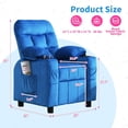 thumbnail image 4 of ICEELF Kids Recliner Chair with Cup Holder, Adjustable Velvet Lounge Chair with Footrest, Side Pockets for Boys Girls Bedroom, Navy, 4 of 8