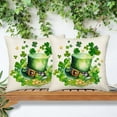 thumbnail image 2 of St Patricks Day Shamrock Clover Hat Pillow Covers 16x16 Inch Set of 2 St Patricks Day Decorations Throw Pillow Cover Lucky Charm Gold Coin Spring Farmhouse Cushion Case for Home Sofa Couch, 2 of 5