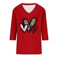 thumbnail image 3 of Women's Tops, Tees & Blouses 3/4 Sleeve Soft Blend Hearts Blouses Graphic Print T Shirt, 3 of 3