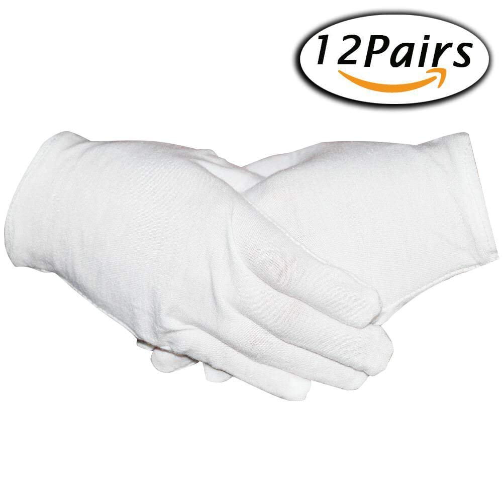 MOISTURISING gloves for ladies WHITE   100 % cotton  10 x  pairs 