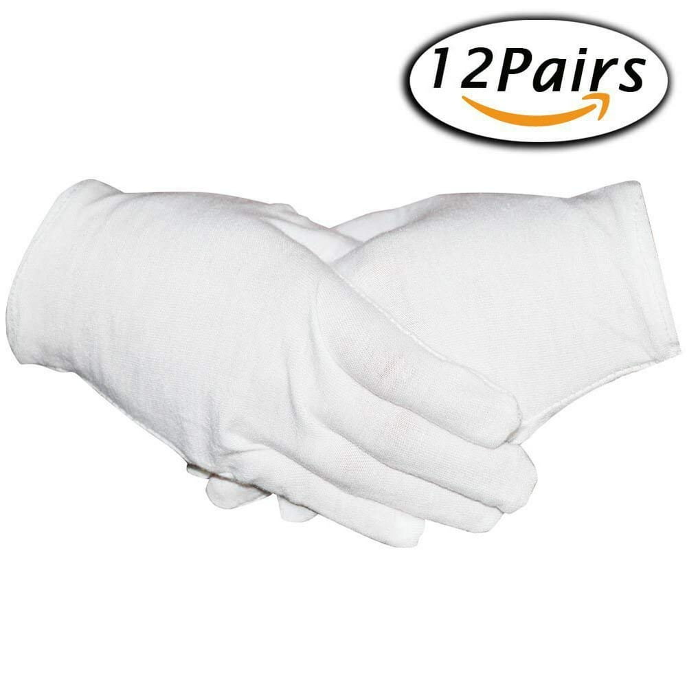 12 Pairs Moisturizing Gloves Coolmade White Cotton Gloves for
