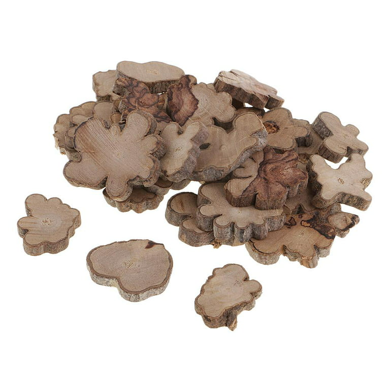 50pcs 40mm 1.57inch Blank Wood Pieces Slices Unfinished Wood
