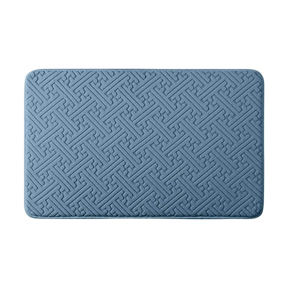 JeashCHAT Bath Mat Rug 24"x16" Ultra Soft Non Slip Absorbent Bathroom Rug Machine Washable Bath Rug Carpet for Bathroom Floor, Tub and Shower, Blue