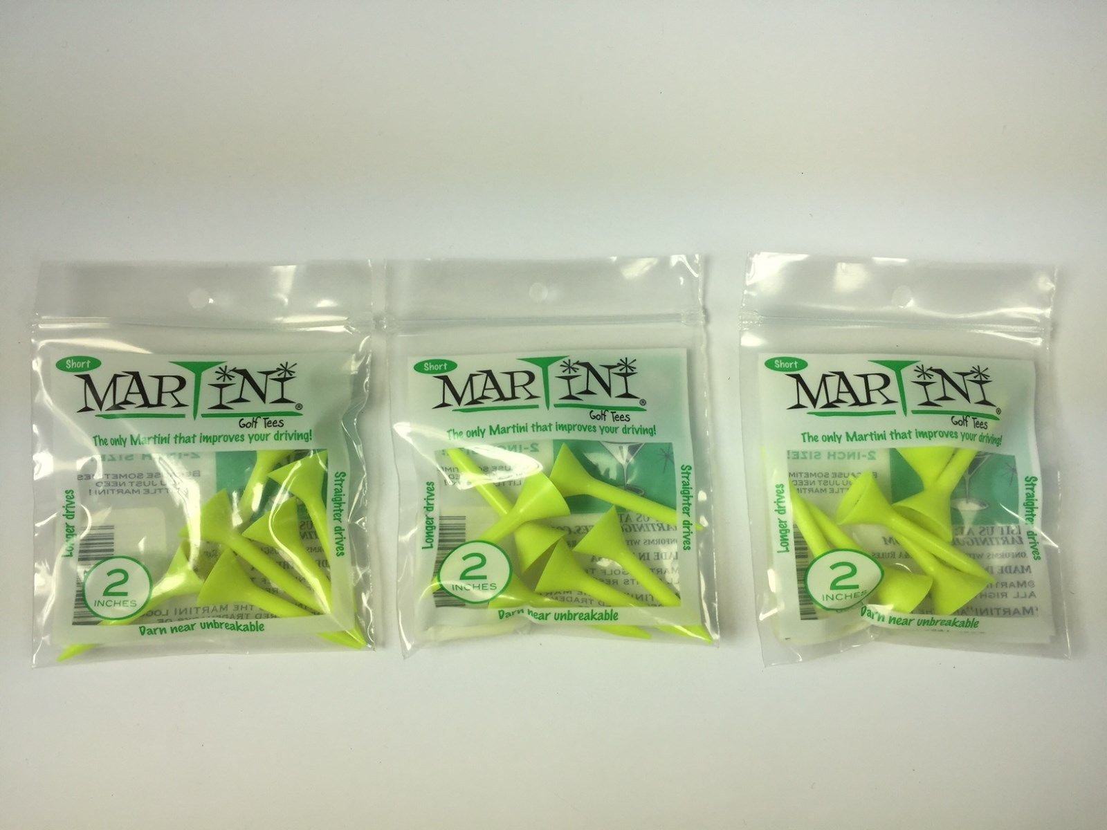 Martini 2'' Golf Tees, YELLOW (6TEES IN BAG) (3BAG SPECIAL