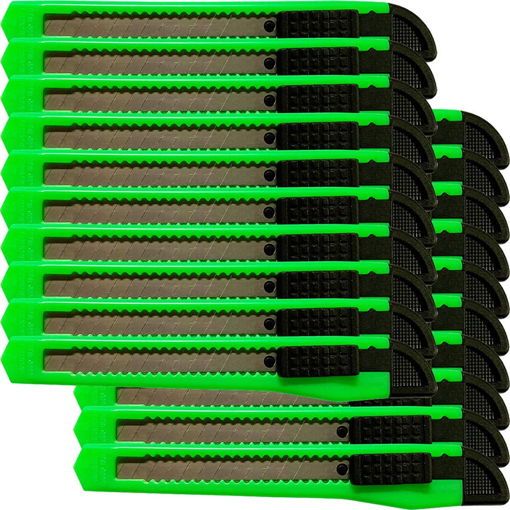 20x Bulk Small Neon Green Utility Knife Box Cutters Snap Off Blade 9MM Blade