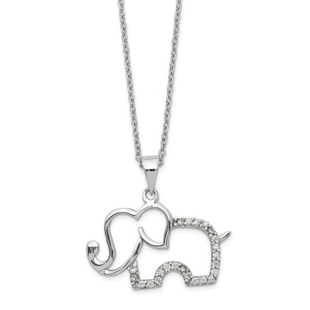 - 23.97mm Cheryl M Sterling Silver Cubic Zirconia Elephant Necklace - 18.25 Inch