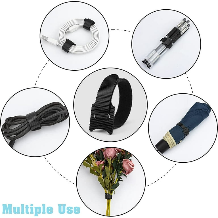 Suuchh Reusable Cable Ties 120pcs Adjustable 6 inch Cord Ties Fastening Wire Straps Cable Organizer Wire Ties Cable Management Hook Loop Cord Organizer for