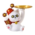 thumbnail image 1 of Escultura de estatua de gato, adorno decorativo moderno con bandeja, organizador de escritorio para Blanco, 1 of 9