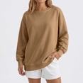 thumbnail image 6 of Horkkom Womens Crewneck Sweatshirt Solid Color Long Sleeve Casual Tops Pleated Soft Pullover Sweatshirts with Pockets, S-2XL, 6 of 8