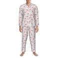 thumbnail image 3 of Honeii Cute Bow Tie Pattern Mens Pajamas Set,2pcs Men's Lounge Long Sleeve Sleep Shirt and Pajama Bottoms Sleepwear Set,Mens Pjs Sets-XX-Large, 3 of 7