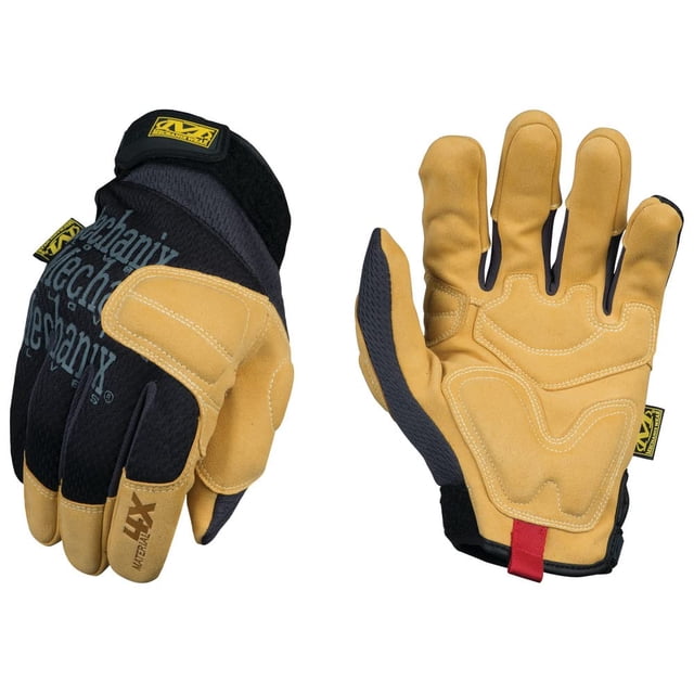 Guantes Mechanix Wear Material 4X acolchados, color marrón palmera y negro, talla grande