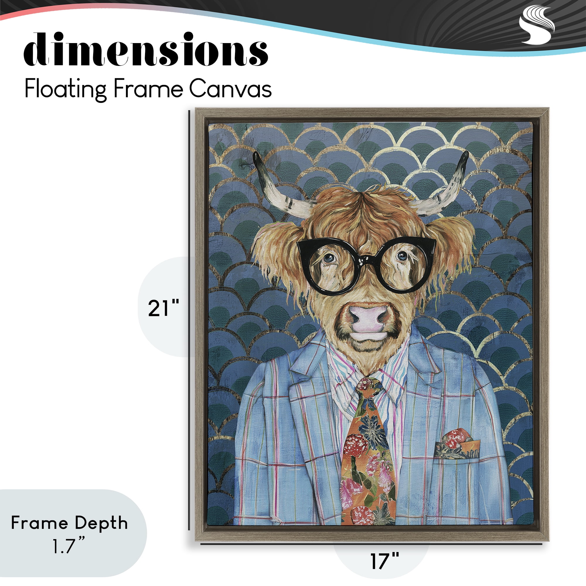 Stupell Industries Cool Highlander Portrait Brown Framed Floater Canvas Wall Art, design by Svetlana Aleynikova