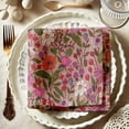 thumbnail image 1 of Vargottam Premium Cotton Muslin Napkins - Set of 12, 20-Inch Pink Floral Print, Soft and Absorbent Cloth Napkins for Dining, Decor, Weddings, and Special Occasions - Machine Washable, Table Linens, 1 of 7