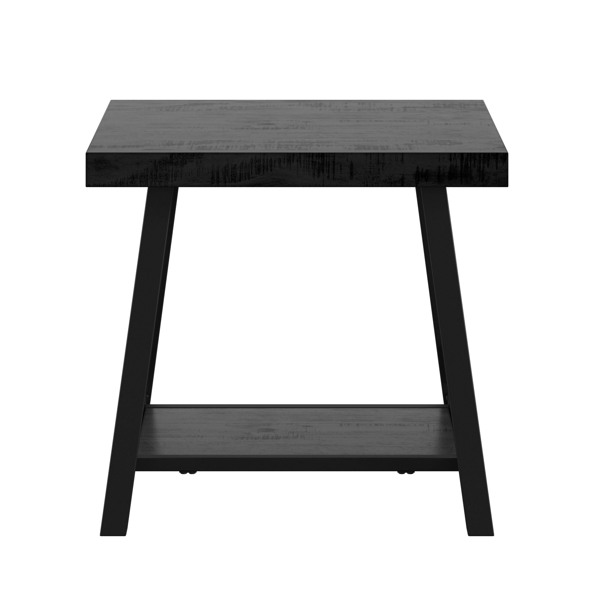 Weston Home Westyn Rustic X Base Wood End Table with Shelf, Black