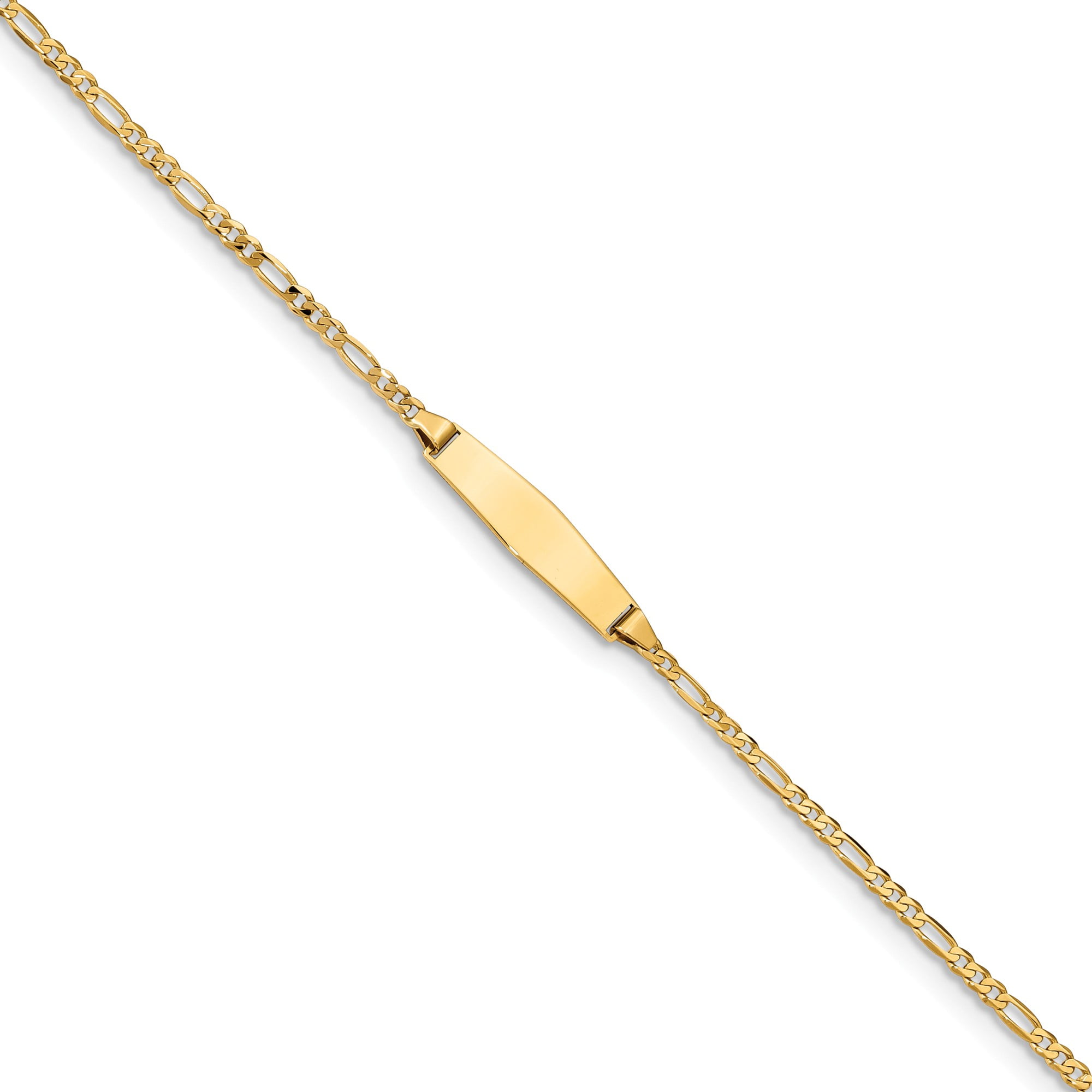 FB Jewels 14K Yellow Gold Curb Link Soft Diamond Shape ID Bracelet