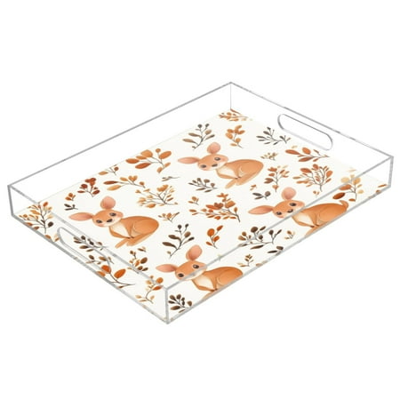 

Acrylic Tray 15.7*11.8*1.9 Inch Transparent Tray Food Tray Tea Cup Tray Serving Trays Cosmetics Storage Kitchen Table Bathroom Sundry Storage Cute Cartoon Kangaroo