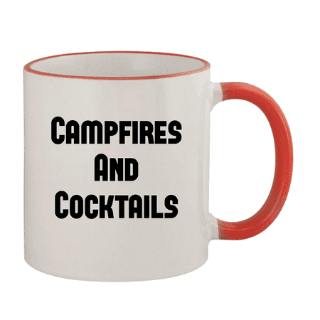 

Campfires And Cocktails - 11oz Ceramic Colored Rim & Handle Coffee Mug Red