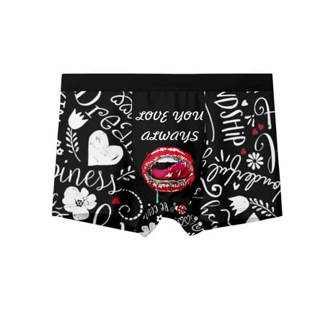 

Men s Mesh Boxer Briefs Cooling Breathable Sports Underwear Unique lip print love Trunks Unique Gifts for Boys Sizes 2XS-6XL
