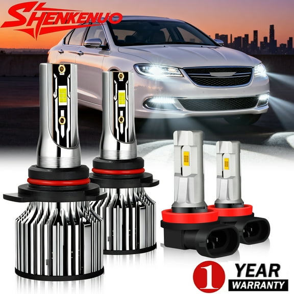 For 2013-2015 Chrysler 200 LED Headlight Bulbs 9012 High Low Beam Set H11 Fog light Pack of 4