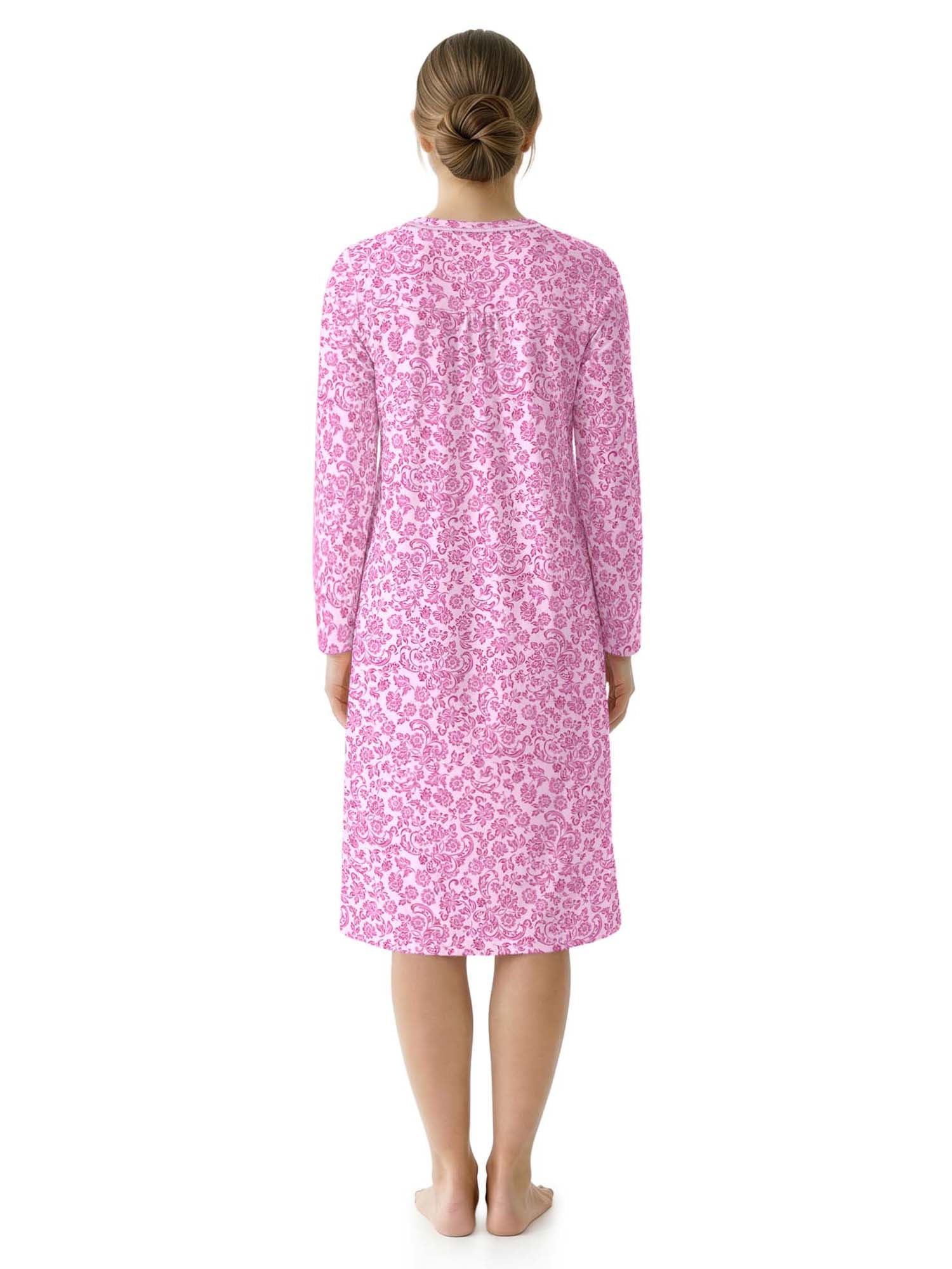 Aria Women’s Long Sleeve Stretch Velour 44" Sleepwear Nightgown, Sizes XS-5X