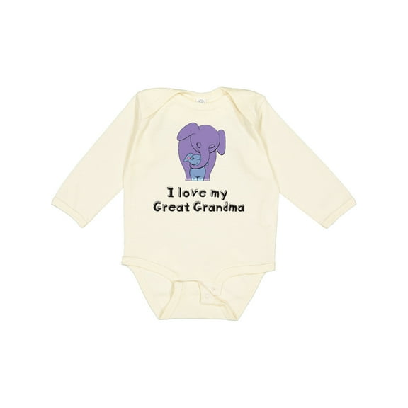 Inktastic I Love My Great Grandma Elephant Boys Long Sleeve Baby Bodysuit